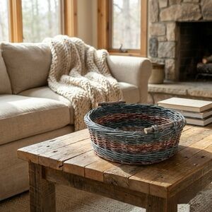 Rustic paper rope Handwoven Basket with Handles